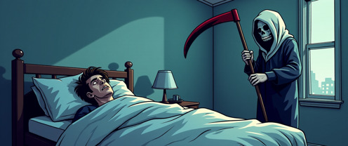 death coming for someone who is trying to sleep