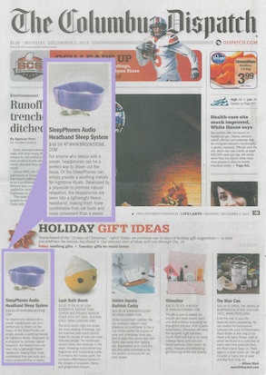 SleepPhones Featured in TheColumbus Dispatch Gift Guide - December 2013